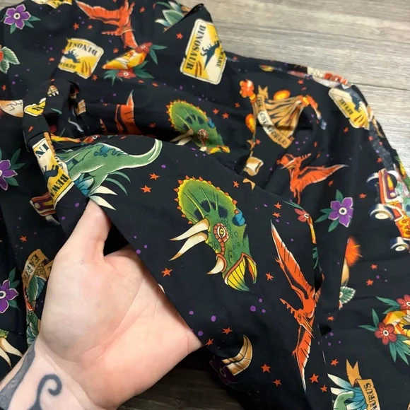 Dangerfield Jurassic Park Lost World Dinosaur Print Cotton Mini Dress Size 14 - Picture 9 of 9